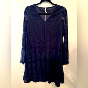 PinkBlush Navy Mesh Overlay Dress